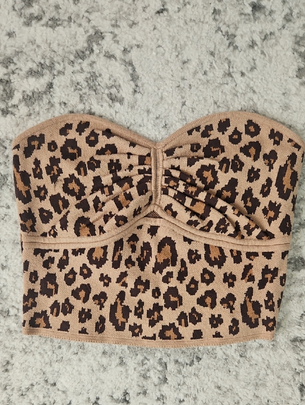 American Eagle Outfitters Leopard Print Strapless Cropped Bustier - Tan/Brown
